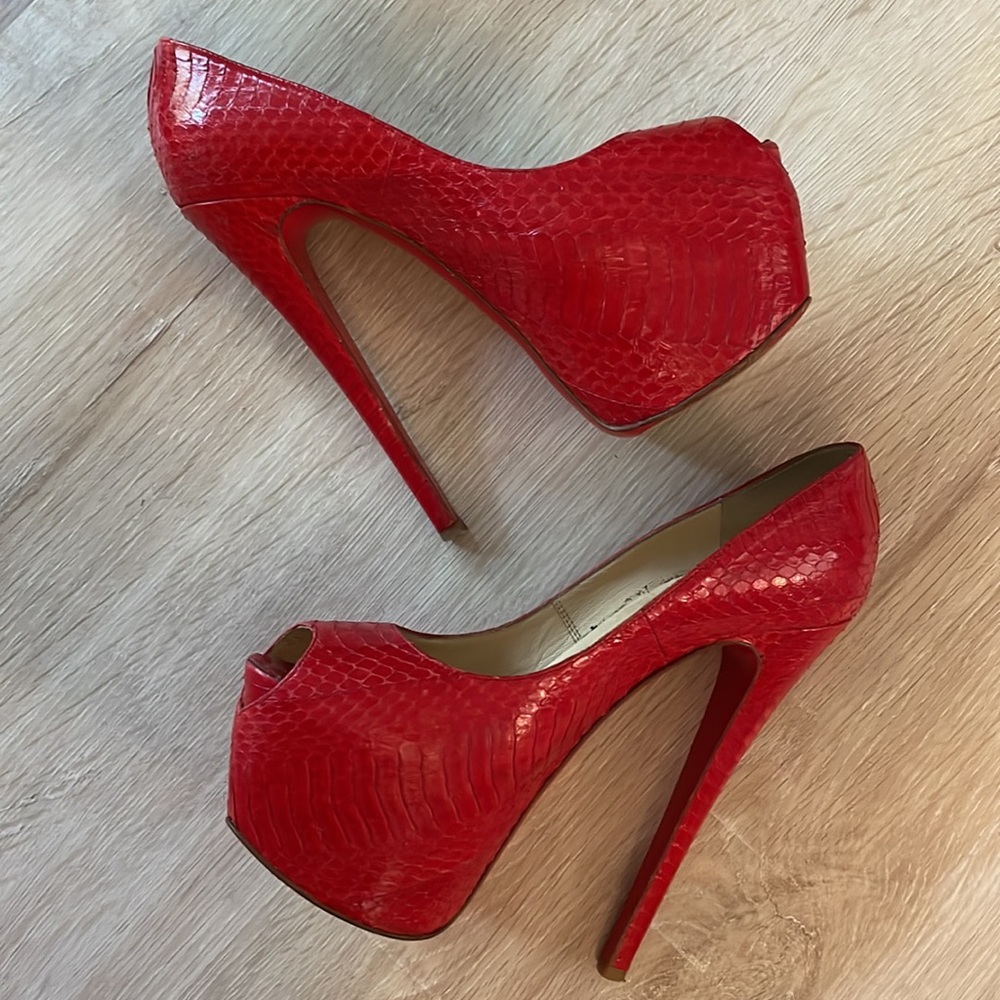 Louboutin Highness 160MM Red Python - 37.5 - Picture 10 of 12